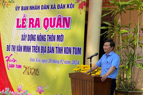 Sáng ngày 20/02/2024, BCĐ xây dựng nông thôn mới chương trình MTQG xã Đăk Kôi, huyện Kon Rẫy, tỉnh Kon Tum tổ chức Lễ ra quân đầu xuân Giáp Thìn năm 2024.